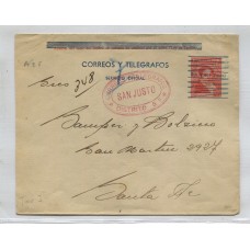 ARGENTINA ENTERO POSTAL GJ SOO-16 SOBRE OFICIAL POSTAL USADO U$ 5